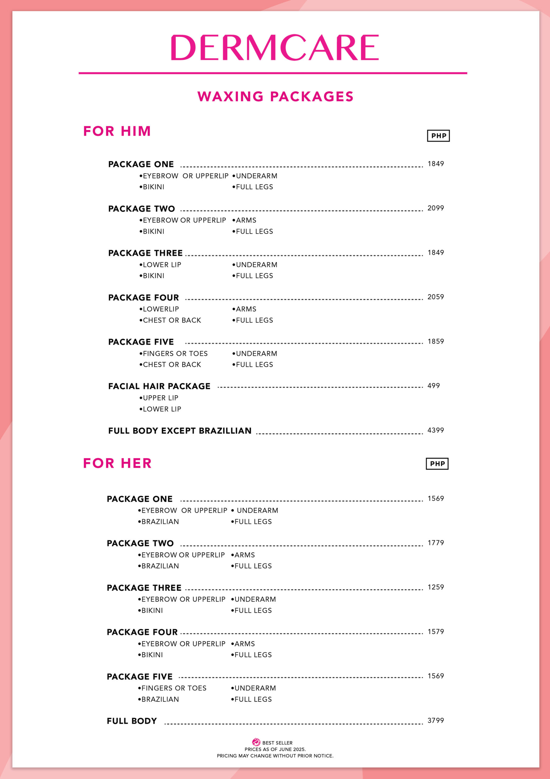 A4-WAXING PACKAGES MENU copy
