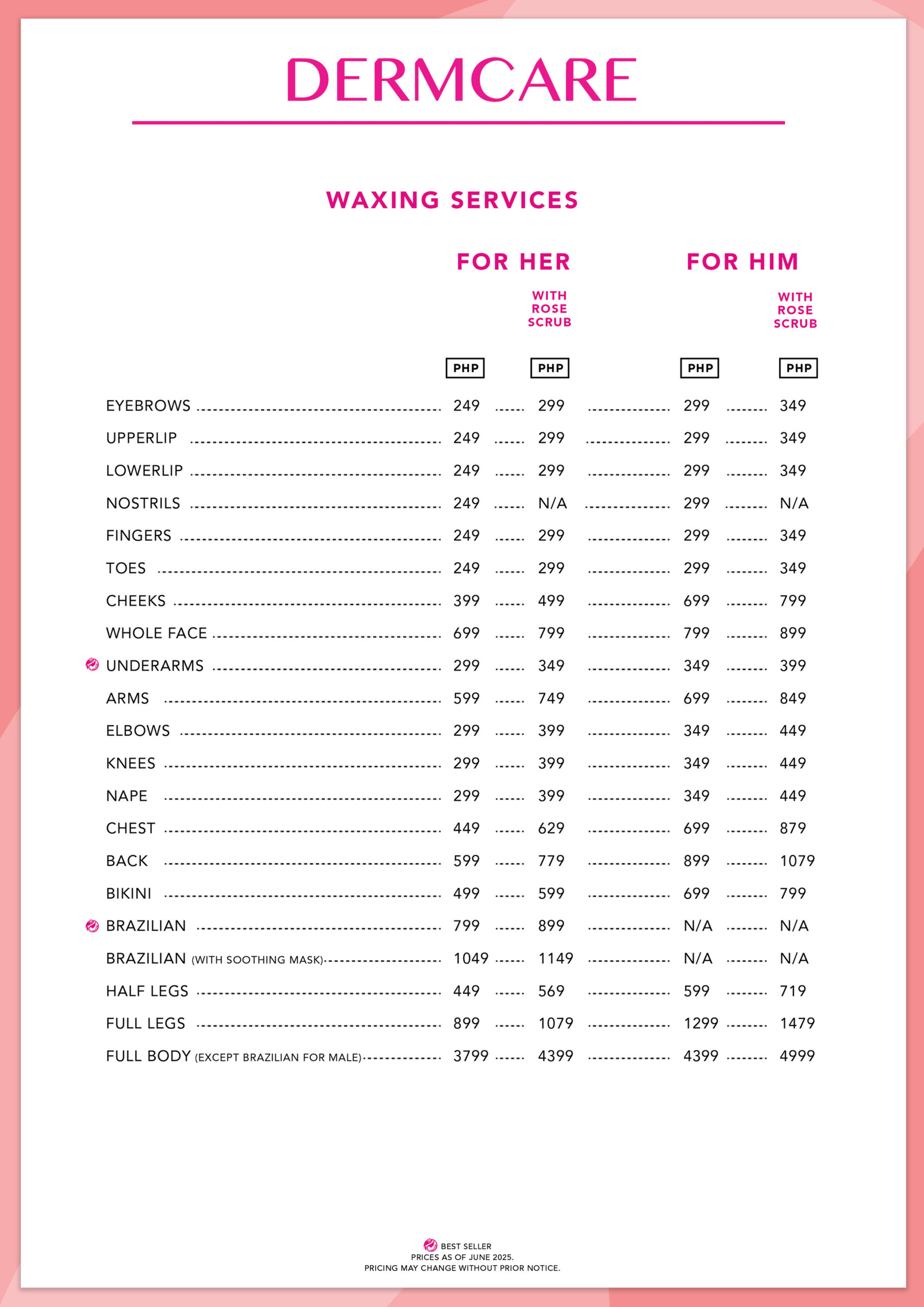 A4-WAXING SERVICES MENU copy